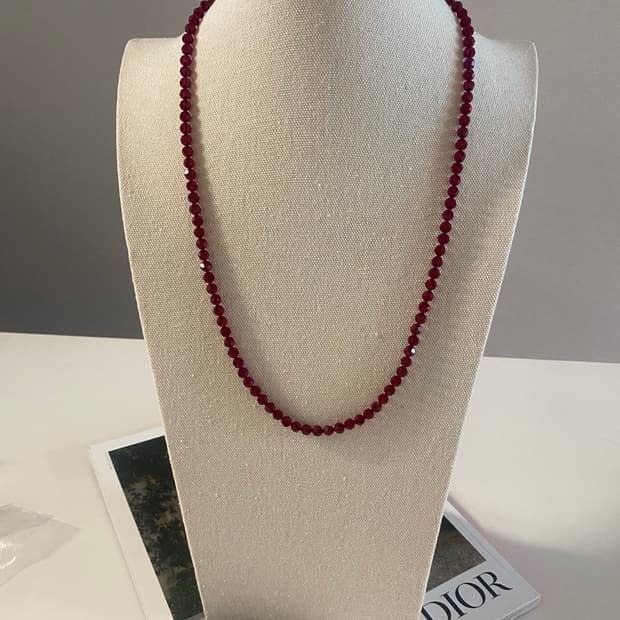 빈티지 레드 크리스탈 비즈 롱 목걸이