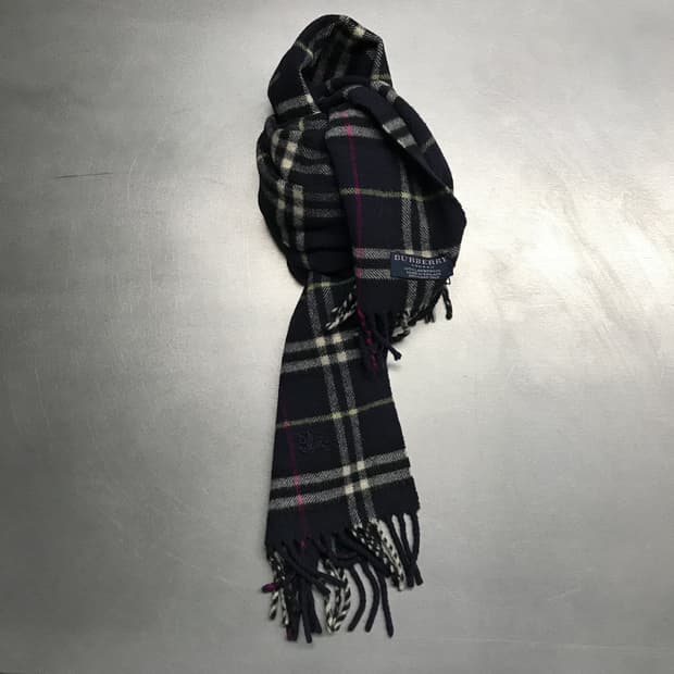 버버리 정품 램스울 머플러 네이비