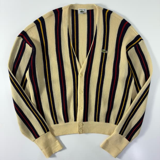 Lacoste  라코스테 자수 스트라이프 울 니트 가디건 