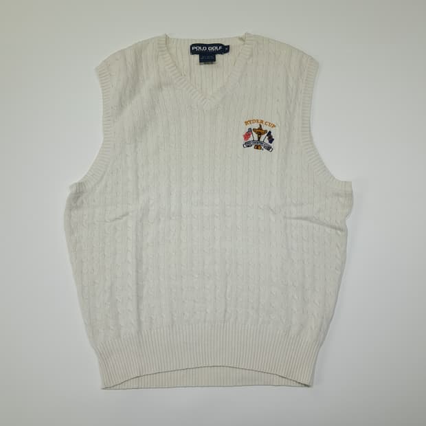 CL158 M 폴로골프 자수패치 케이블 니트조끼