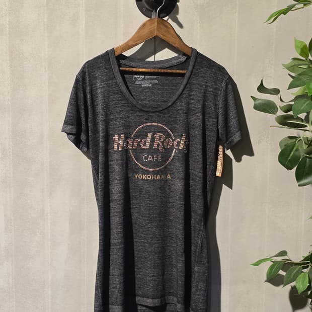  Hard Rock CAFE 요코하마 메탈릭 로고 티셔츠