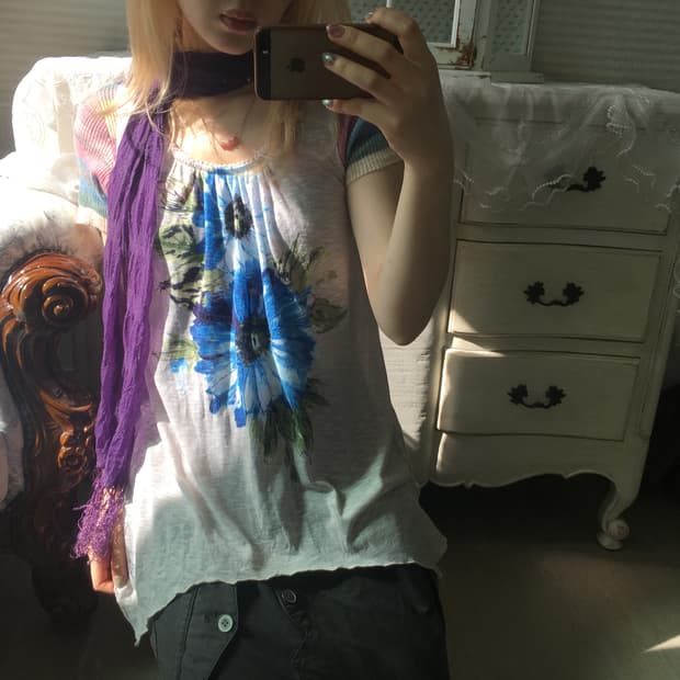 Set)액시즈팜 플라워 슬리브리스 + 하구미 반팔