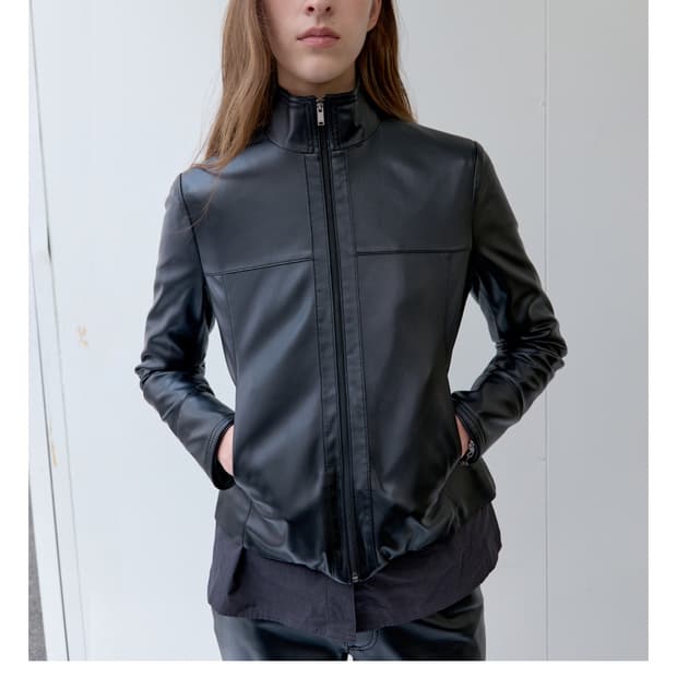 Pica leather zip-up jacket