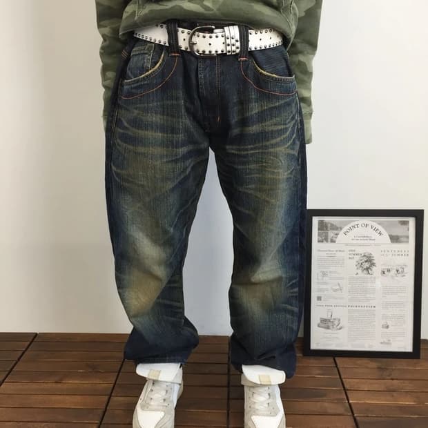 EDWIN 403XVS Distressed Denim Pants