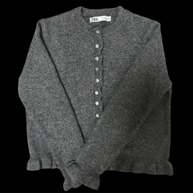 자라 프릴 가디건 챠콜