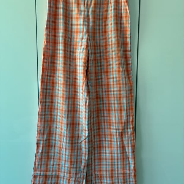 [프린세스폴리] Euros Pants 오렌지 체크 택없는 새제품
