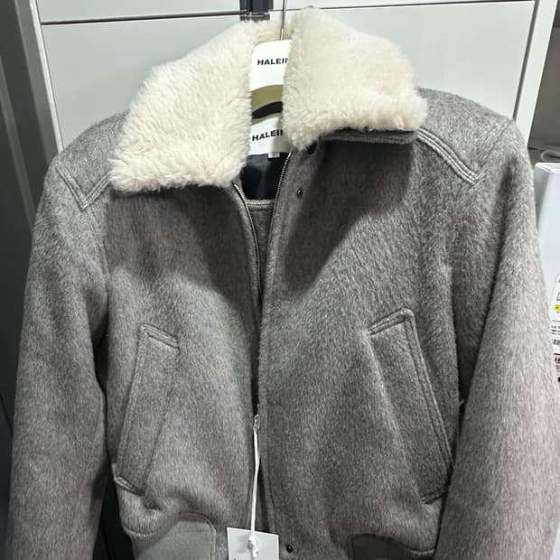 (1)알렌느 25fw 겨울 알파카 블루종 그레이시베이지