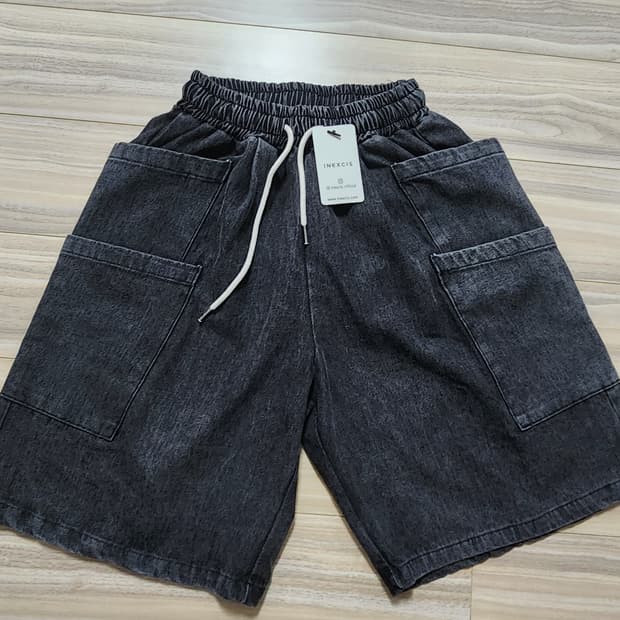 이넥시스빈티지워시드데님하프팬츠블랙