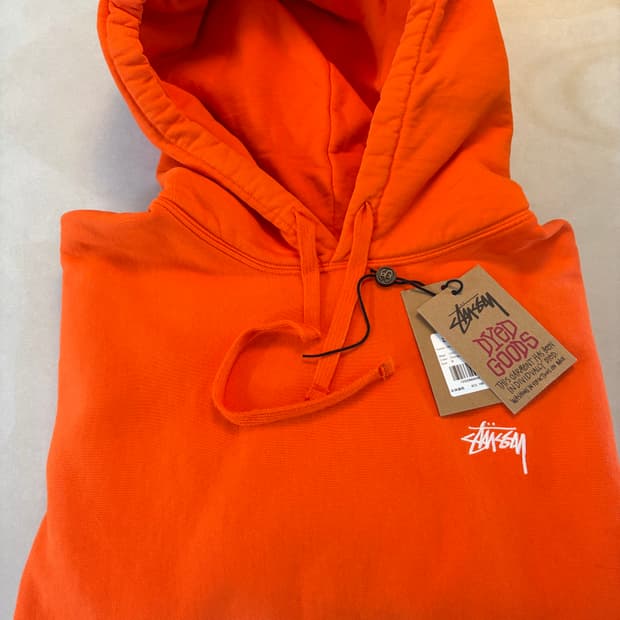 스투시 스탁로고 후드 오렌지 M