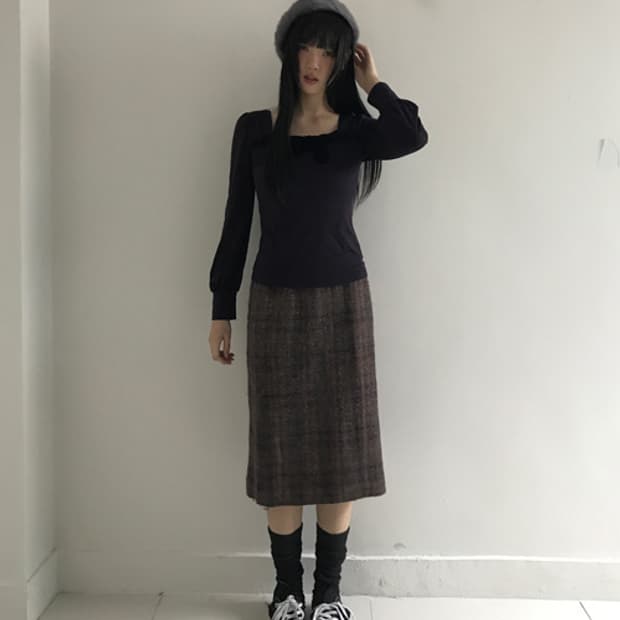 Wool Check Skirt