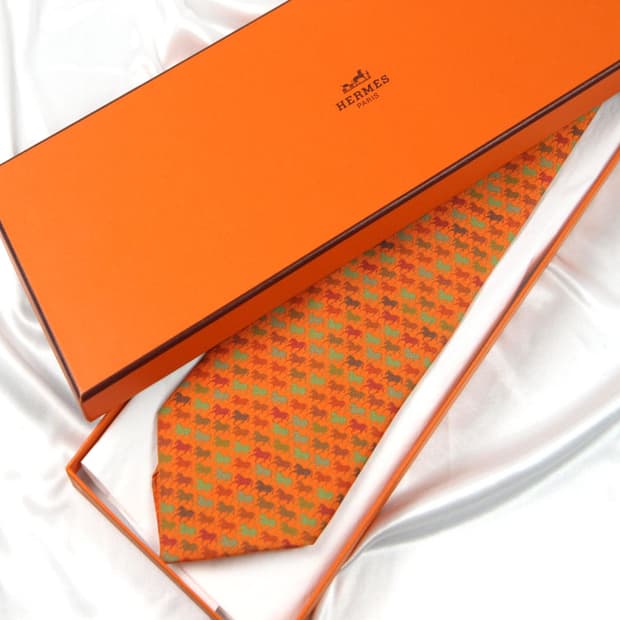 에르메스 9cm A+등급 오렌지 말 남자 명품 넥타이