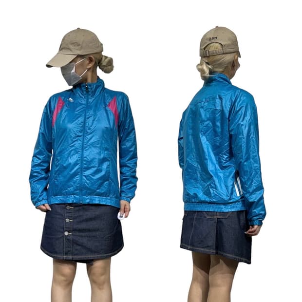 아디다스 블루 바람막이 트랙 자켓 S
