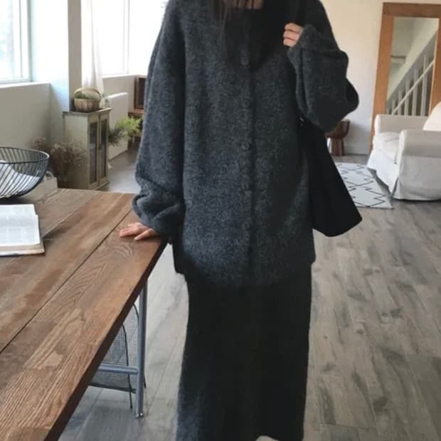 모어 니트 스커트 세트