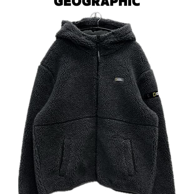 내셔널지오그래픽 양털 셰르파 뽀글이 후드집업 자켓 차콜