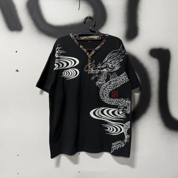 VTG 빈티지 빅사이즈 재패니즈 오리엔탈 동양풍 카 라쿠리맛 반팔 티셔츠