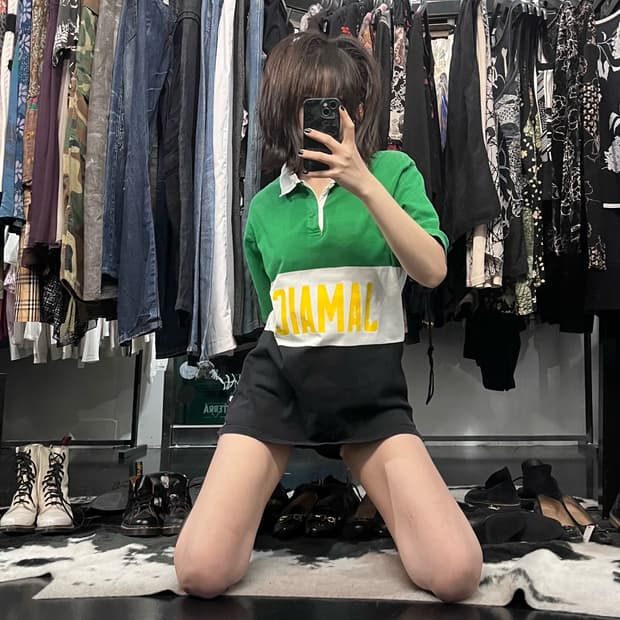 스투시 배색라인 카라 반팔