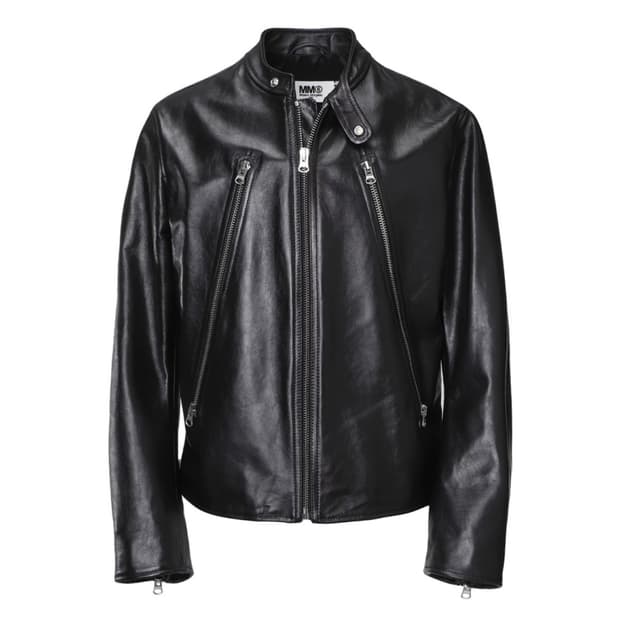 MM6 메종 마르지엘라 스포츠 모터사이클 라이더 레더 가죽 자켓 L