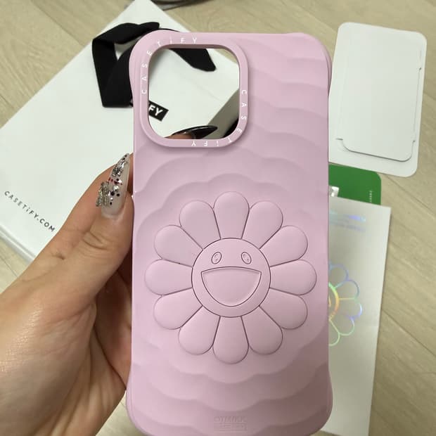 16프로맥스 케이스티파이 무라카미다카시 콜라보 폰케이스 핑크 