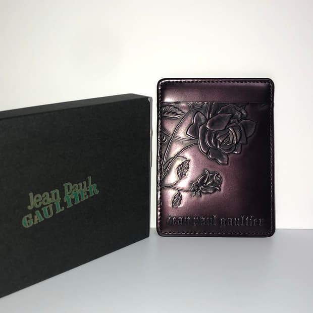 장폴고티에 장미 버건디 카드지갑