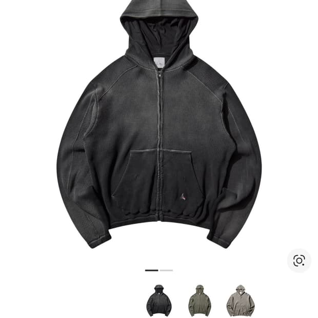 (L)로아 비 썬 페이디드 와플 집업 후드 블랙