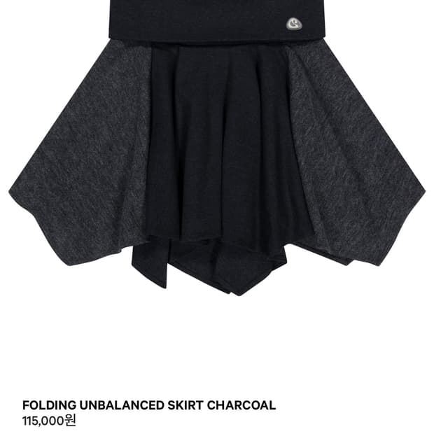 FOLDING UNBALANCED SKIRT CHARCOAL