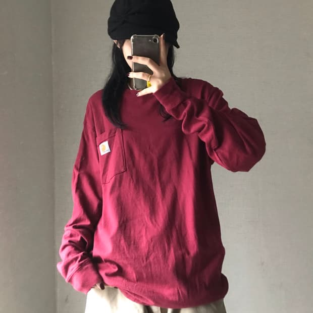 칼하트 버건디 롱슬리브