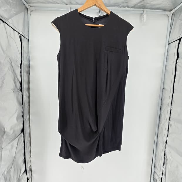 KUHO  짙은 회색 민소매 롱 블라우스 미니 원피스 S