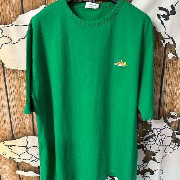 TWODAY 스니커즈 자수 오버핏 그린 반팔티 XL~2XL