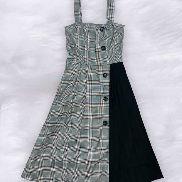 로맨틱갸루 오네 히메 체크/블랙 배색 원피스