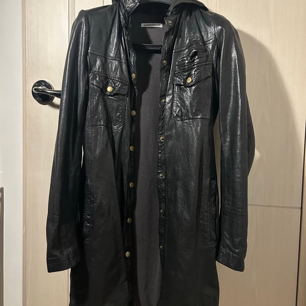 Sheep Skin Leather Hoodie Coat