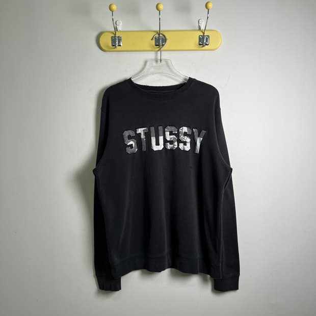 stussy 스투시 블랙 크루넥 맨투맨 XL