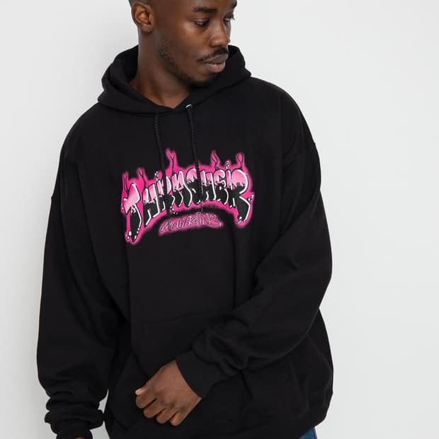 Thrasher 트레셔 기모 후드티 [블랙/핑크 - L]