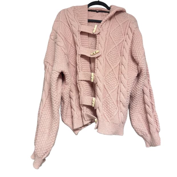 빈티지 Vintage 핑크색 떡볶이 니트 가디건