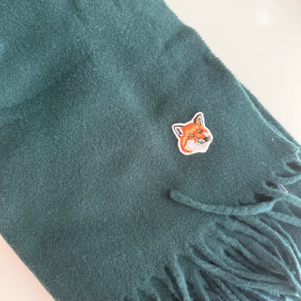 메종키츠네 울 머플러 다크 그린