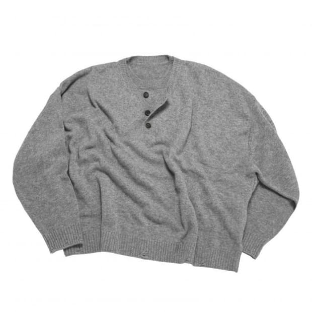 [M] MJD 콘트라스트 넥 캐시 크롭 니트 그레이