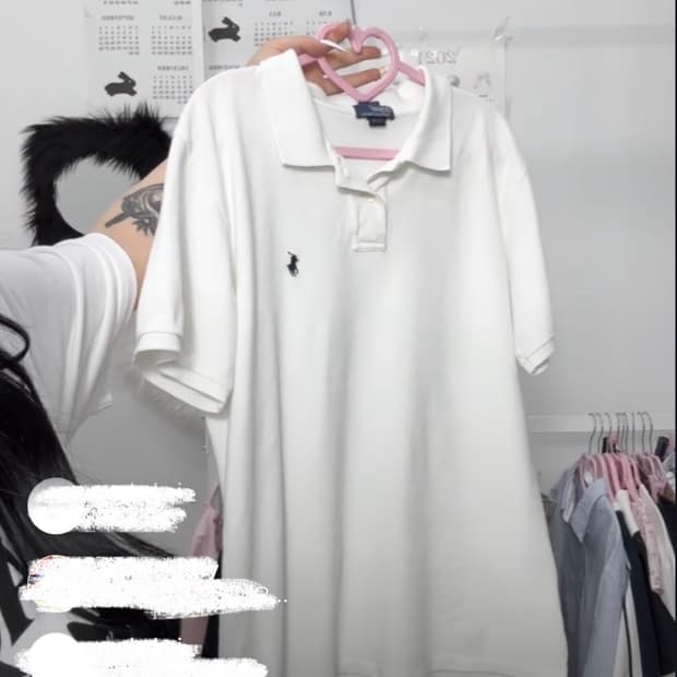 빈티지 폴로 pk티 화이트 스포티 러힙 너드깔 구피클럽 베이비베어