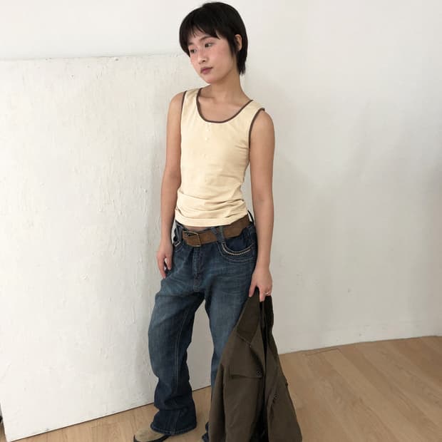 vintage contrast sleeveless top