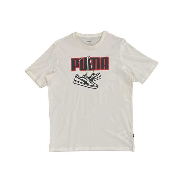 Puma 스니커즈 프린팅 레드 로고 반팔 티셔츠
