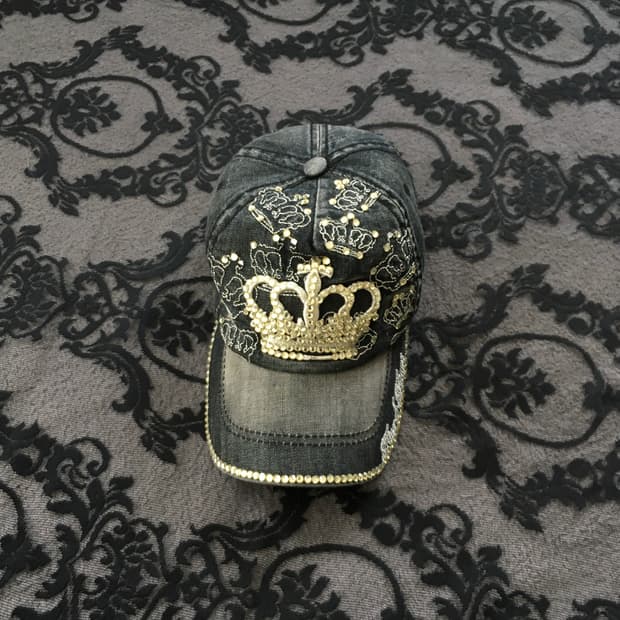 Crown Sequined Rhinestone Denim Cap