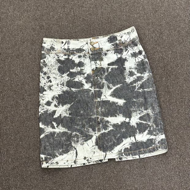 M)Japanese vintage 타이다이 워싱 데님 미디 스커트