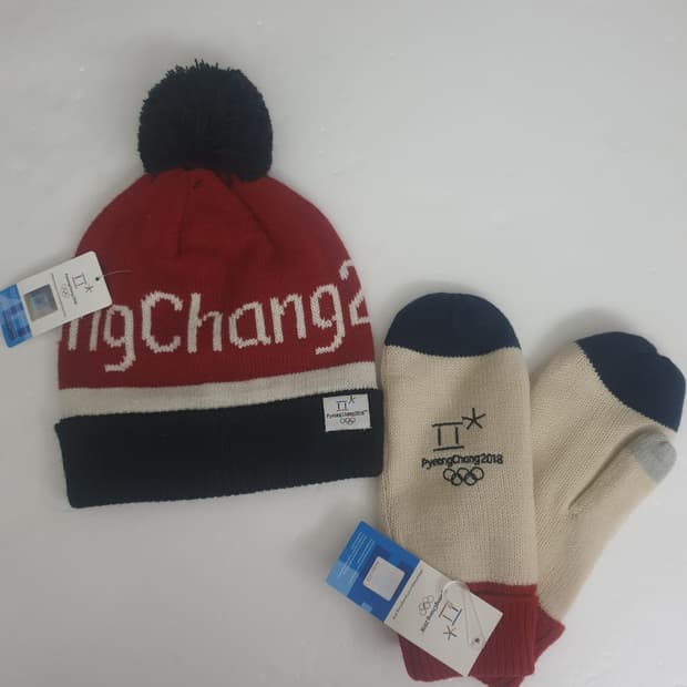 평창 굿즈 비니벙어리 장갑 