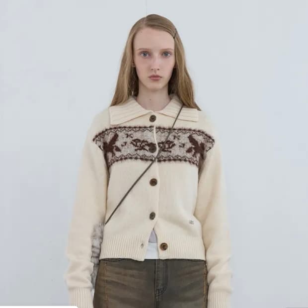 기준 노르딕 니트 가디건 아이보리 M사이즈