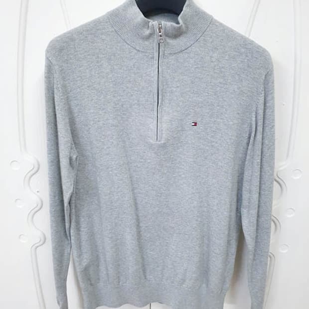타미힐피거 남성 반집업 긴팔티 100