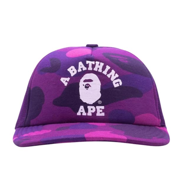 Bape color camo college mesh cap purple