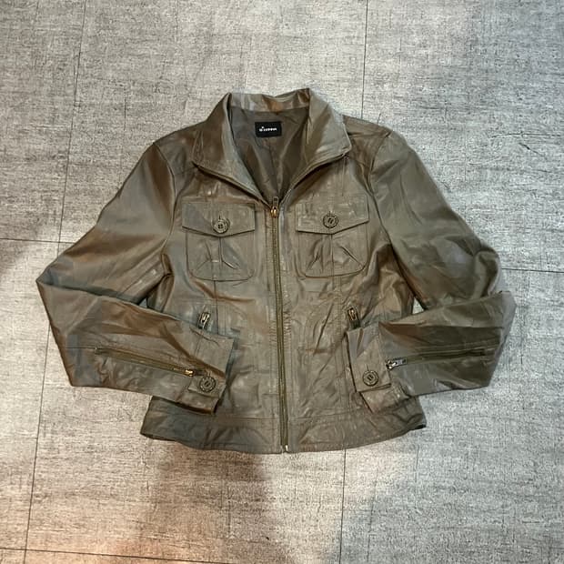 일본빈티지 Bdonna 핀터깔y2k 보헤미안 투포켓 레더자켓