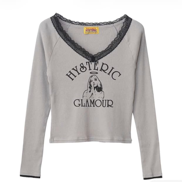 Hysteric Glamour 엔젤 숏 티셔츠 그레이