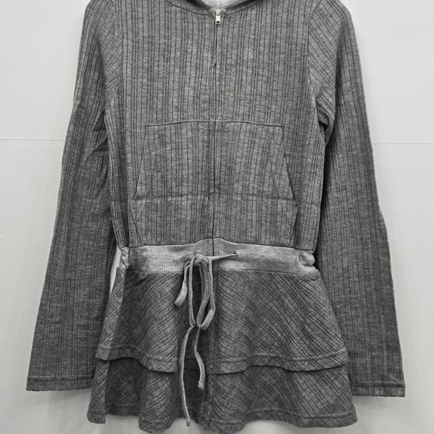 frill hooded zip-up / 롱 후드집업