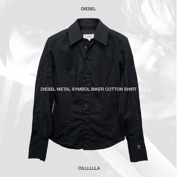 [XXS] DIESEL 디젤 메탈 심볼 바이커 코튼셔츠