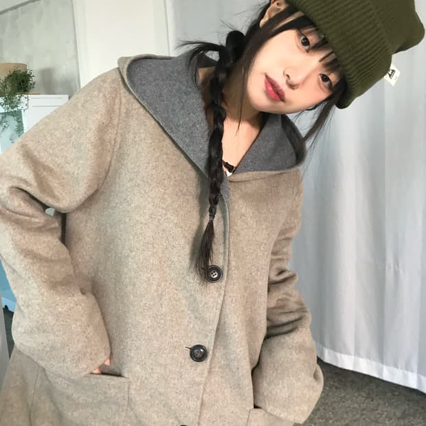 소프트 그레이 리버시블 후드코트