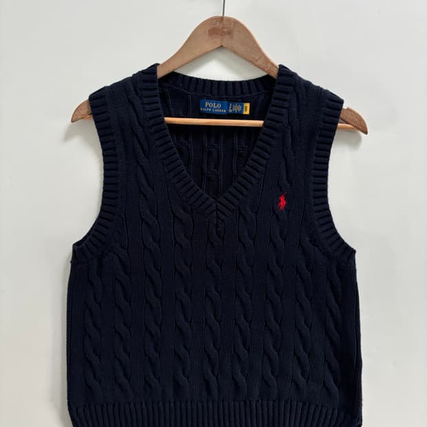Polo 폴로 랄프로렌 QR신형 우먼라인 네이비 케이블 니트 베스트